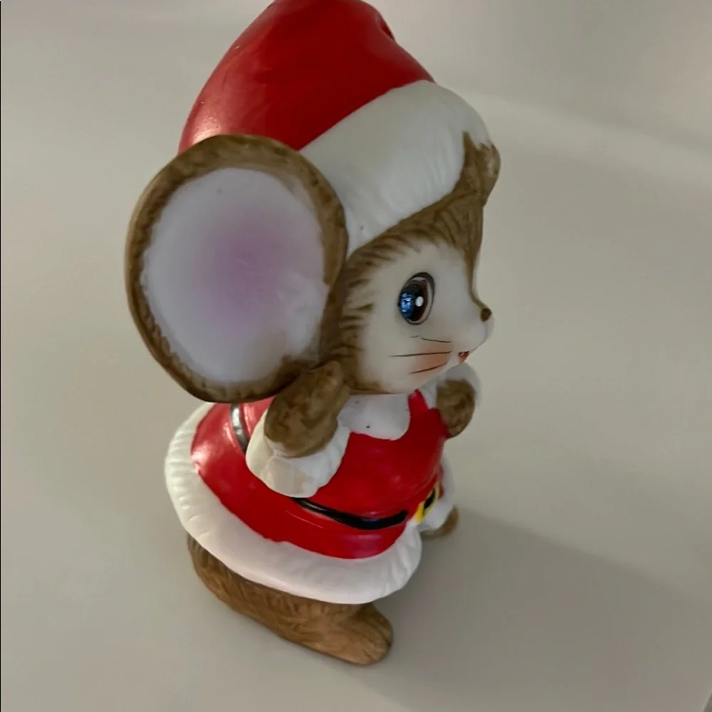 Homco, Porcelain Christmas Santa Claus Mouse Figurine Holding Bag of Toys #5405